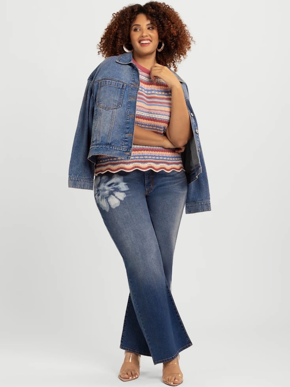 NWT Jessica Simpson Mid-Rise Relaxed Straight-Leg Jeans White Print size: 10 - Picture 7 of 8